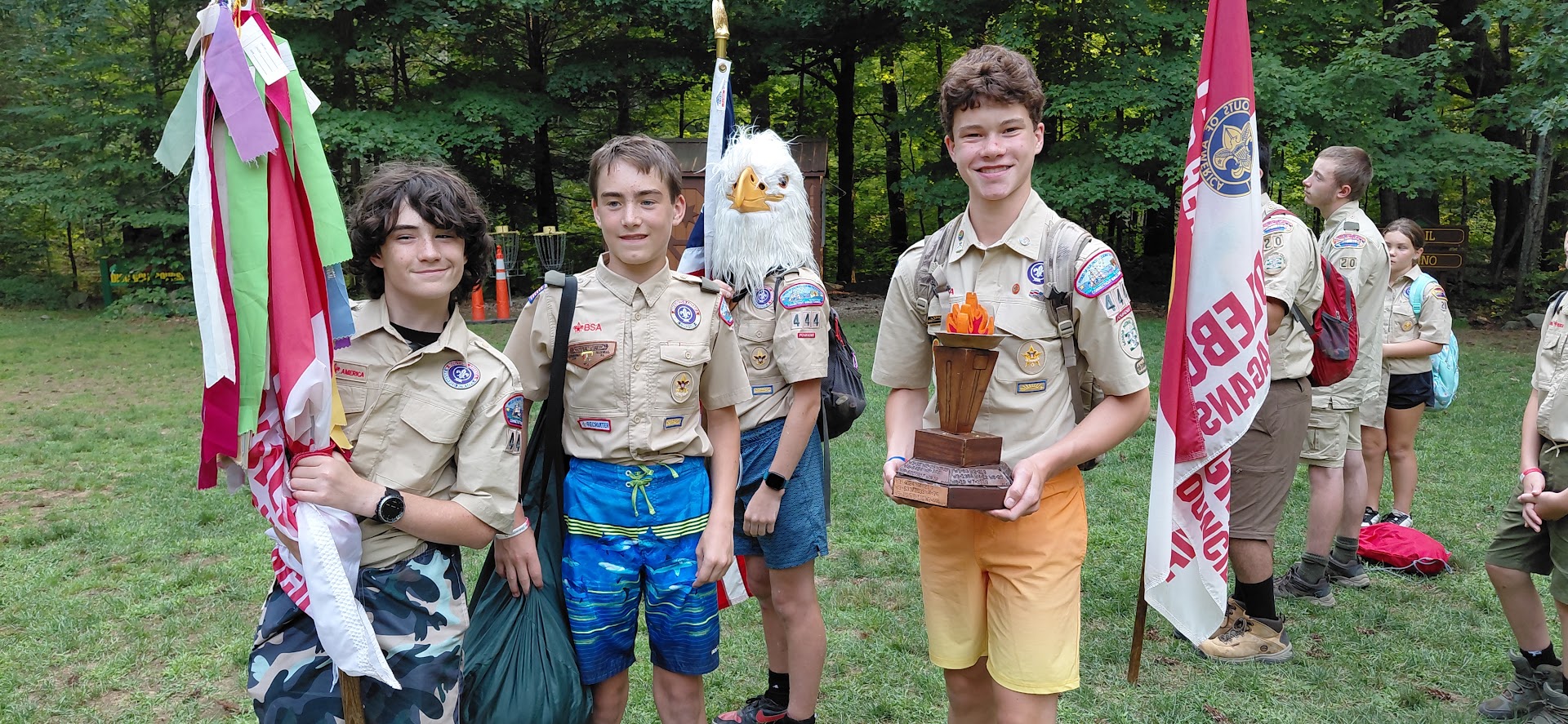Troop members with an award at Sequassen.